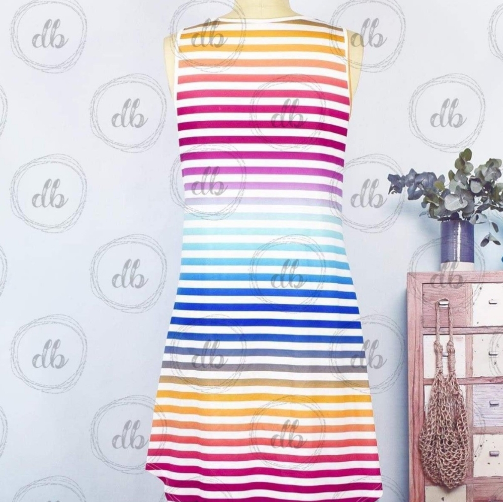 Rainbow Stripe Sleeveless Dress or Tunic. - Picture 4 of 7